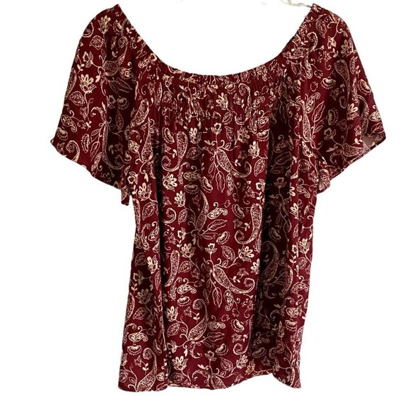 BUNULU Floral Paisley Flutter Short Sleeve Top Women's Medium NEW NWT - Picture 2 of 9